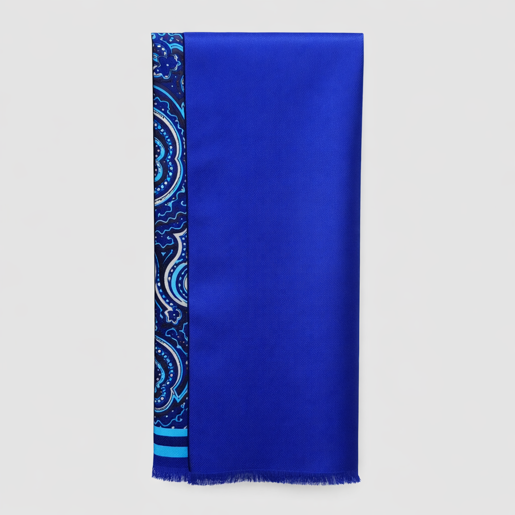 The Florence Silk Scarf - Blue Paisley