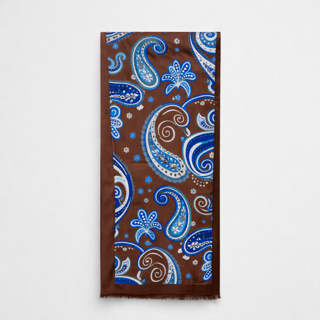 The Florence Silk Scarf - Brown &amp; Blue