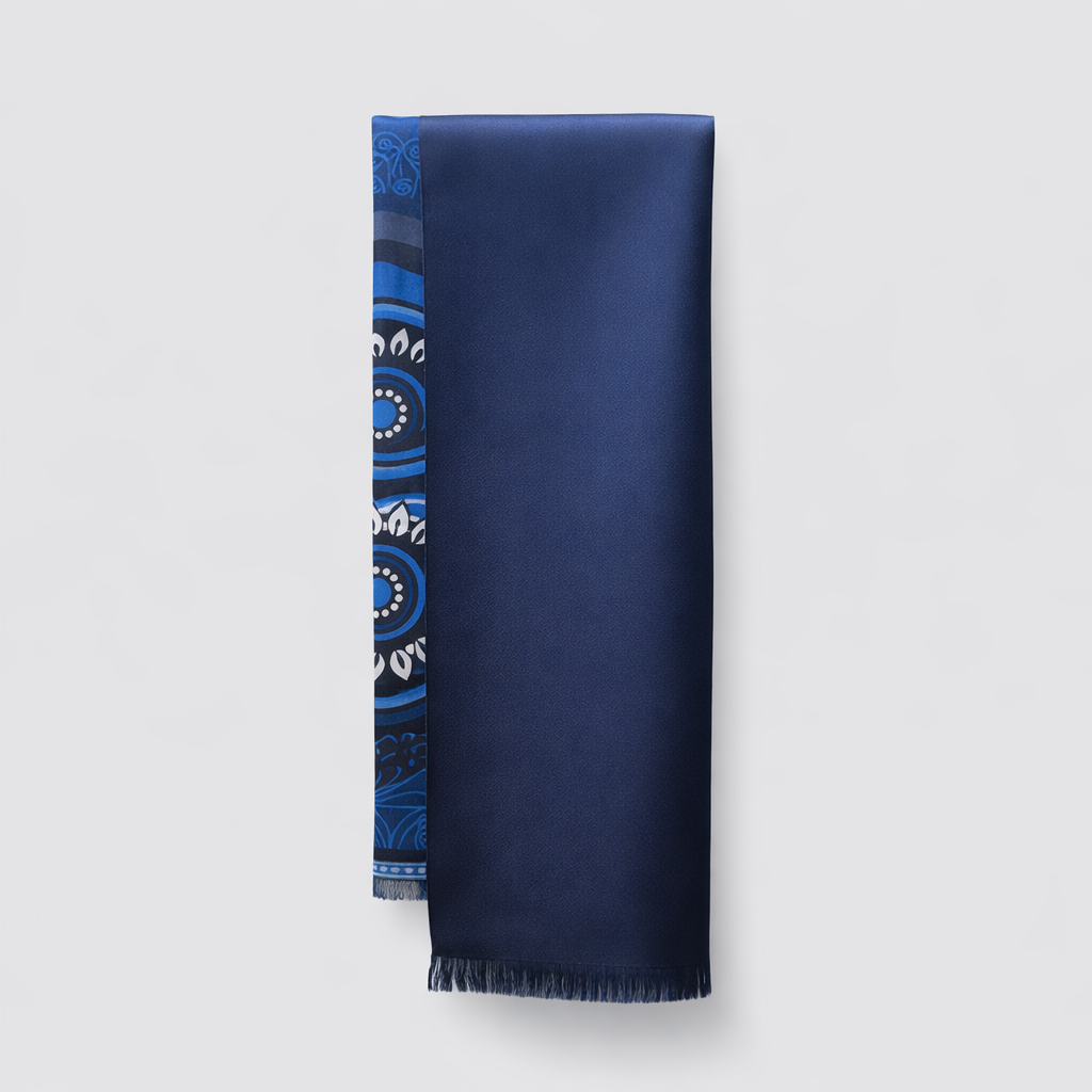 The Florence Silk Scarf - Blue Geometric