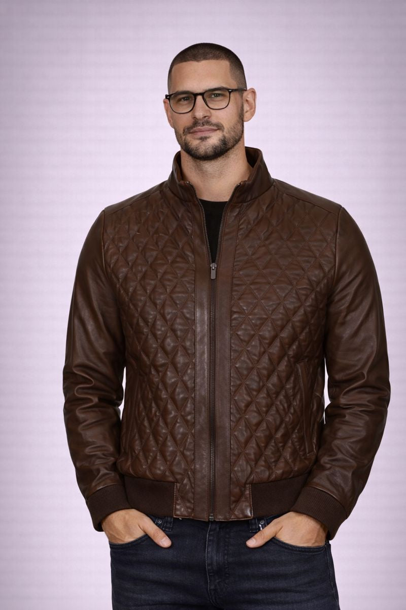 Lambskin Leather Jacket - Brown Diamond