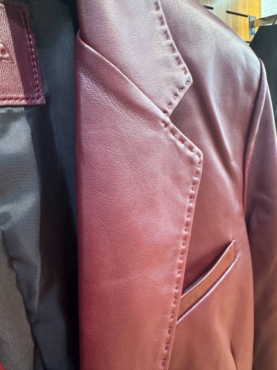 De Niro - Burgundy Leather Blazer - Leather Jacket by Urbbana