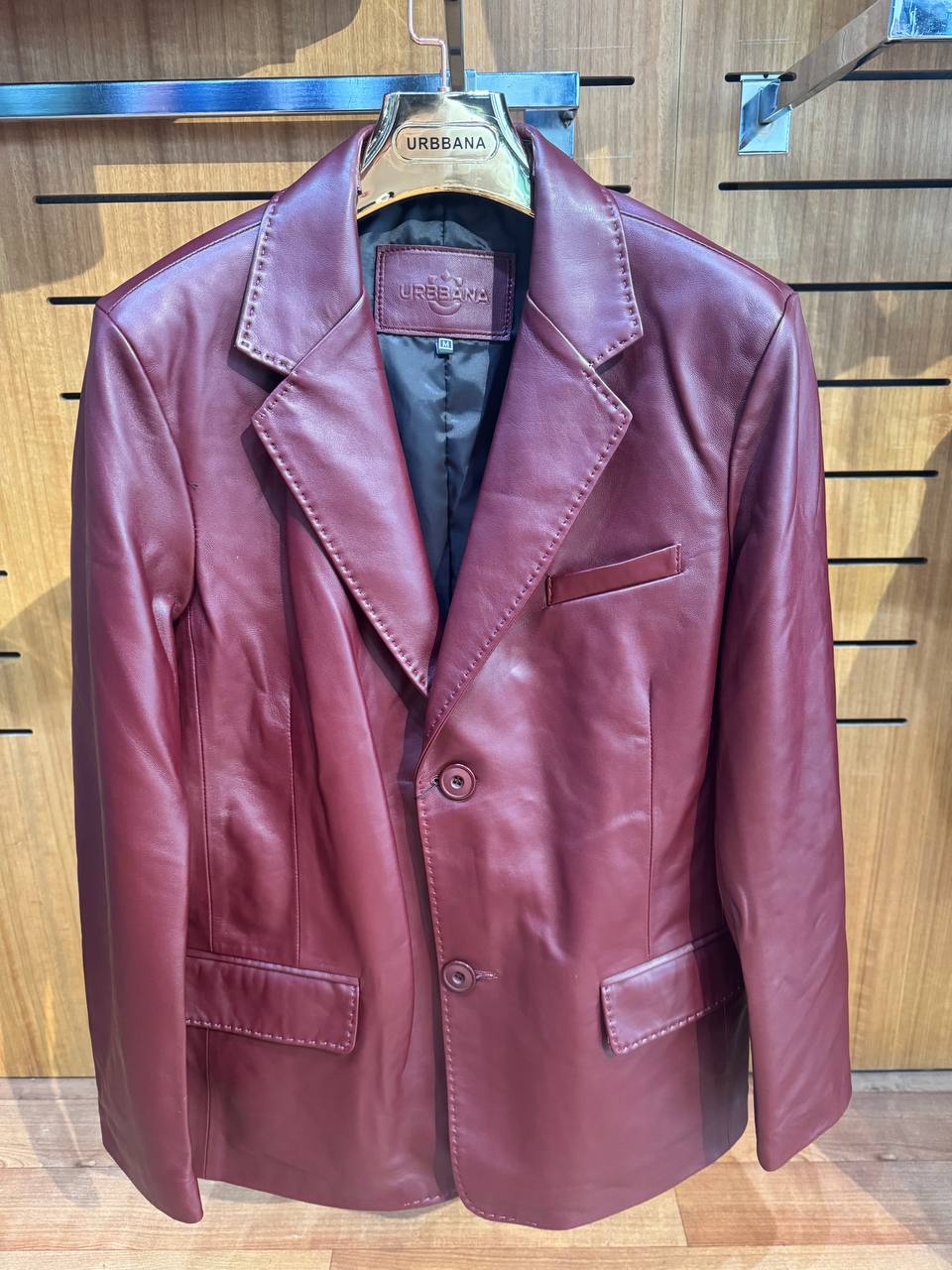 De Niro - Burgundy Leather Blazer - Leather Jacket by Urbbana