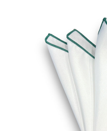 Pocket Square - White &amp; Green Trim