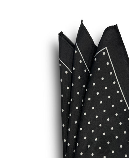 Pocket Square - Black &amp; White Dot