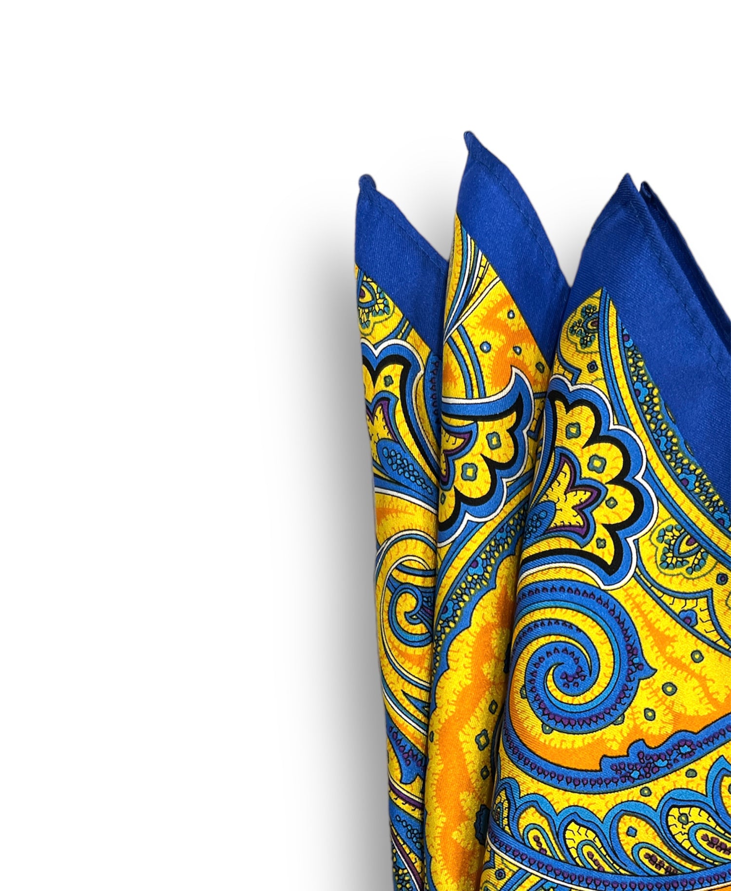 Pocket Square - Blue &amp; Yellow Paisley