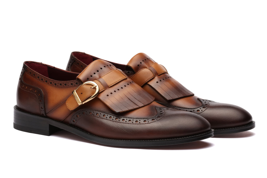 The Fringed Brogue - Tan &amp; Brown - Loafers by Urbbana