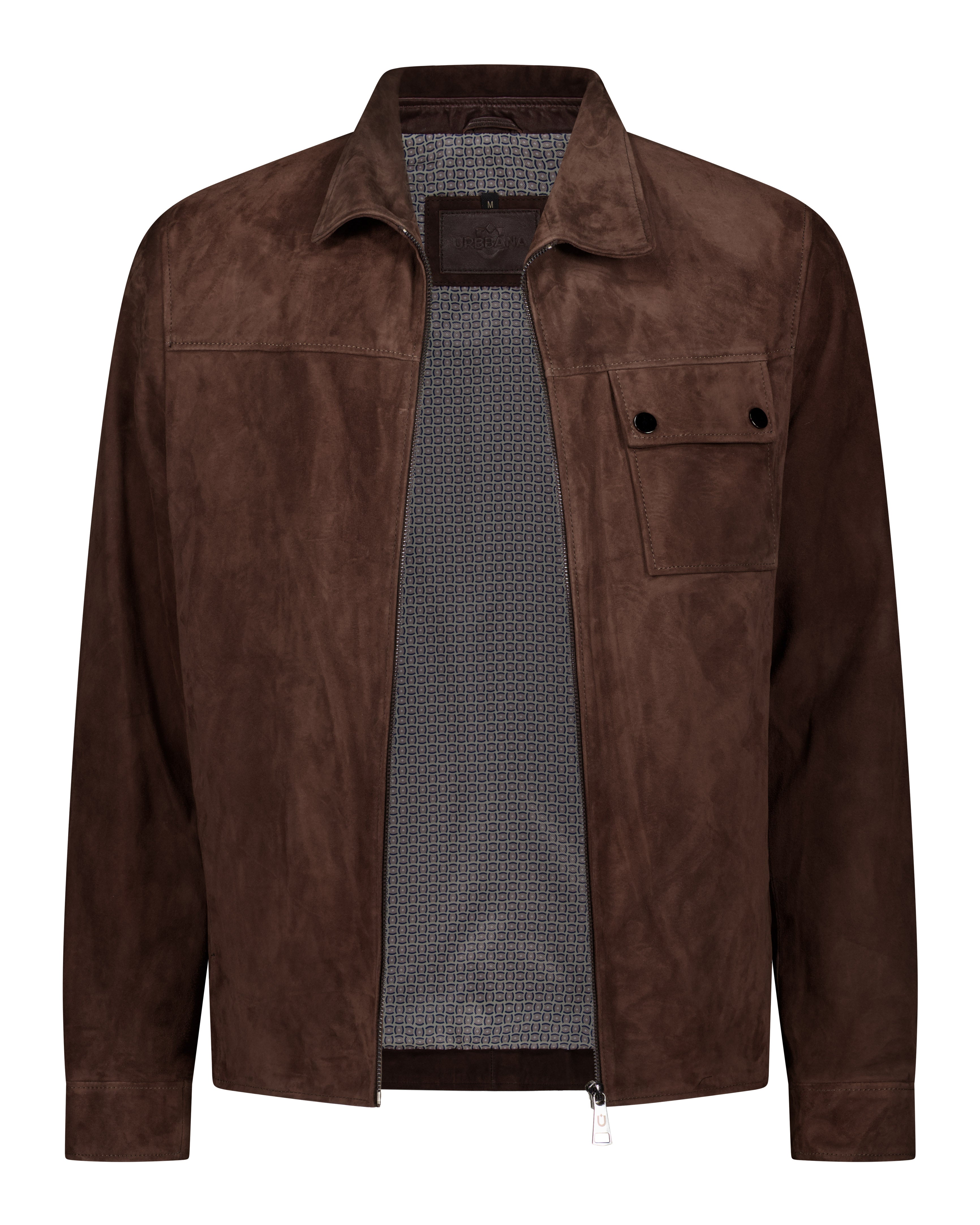 One Pocket Trucker Suede Leather Jacket - Camel - Leather Jacket by Urbbana