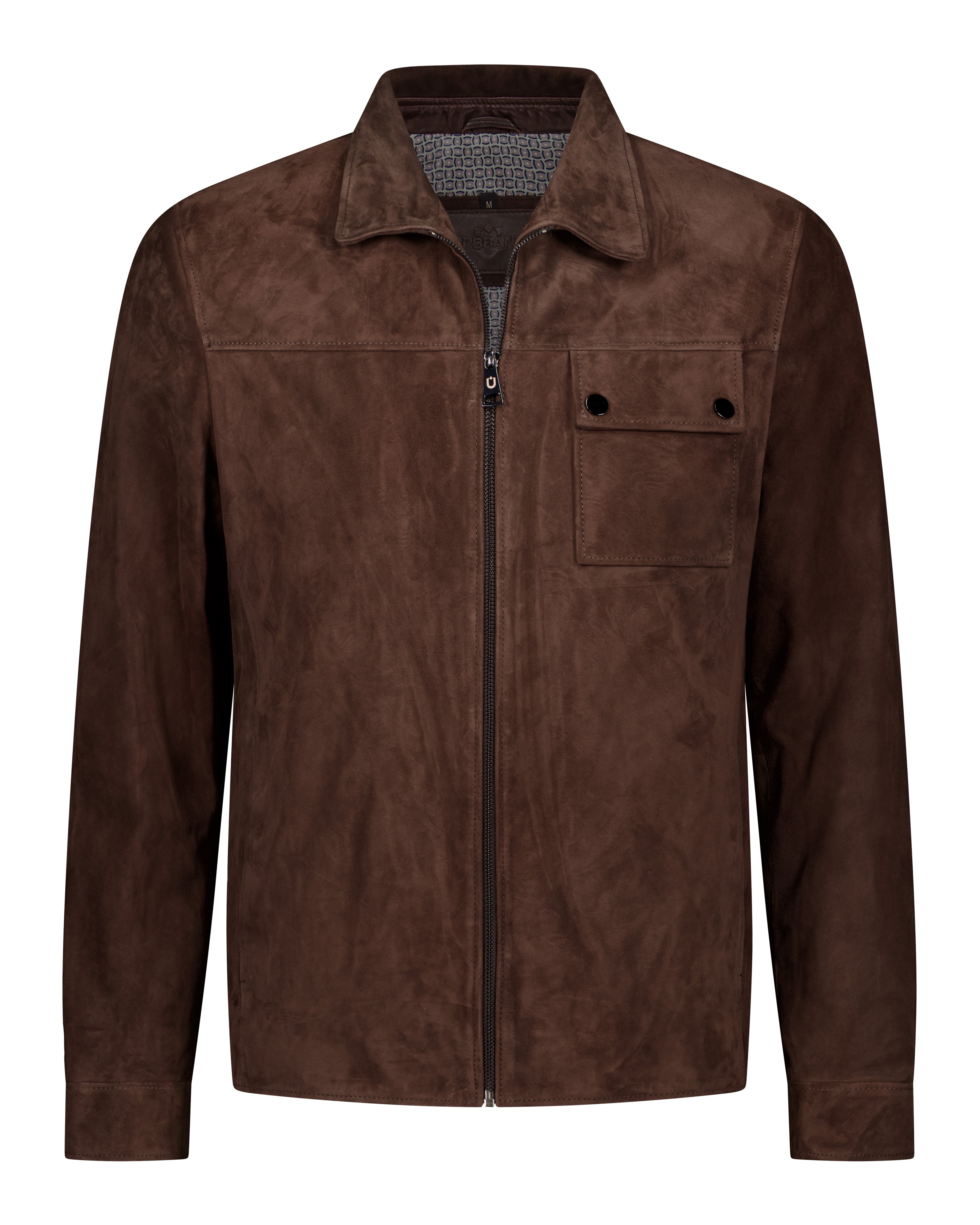 One Pocket Trucker Suede Leather Jacket - Camel - Leather Jacket by Urbbana