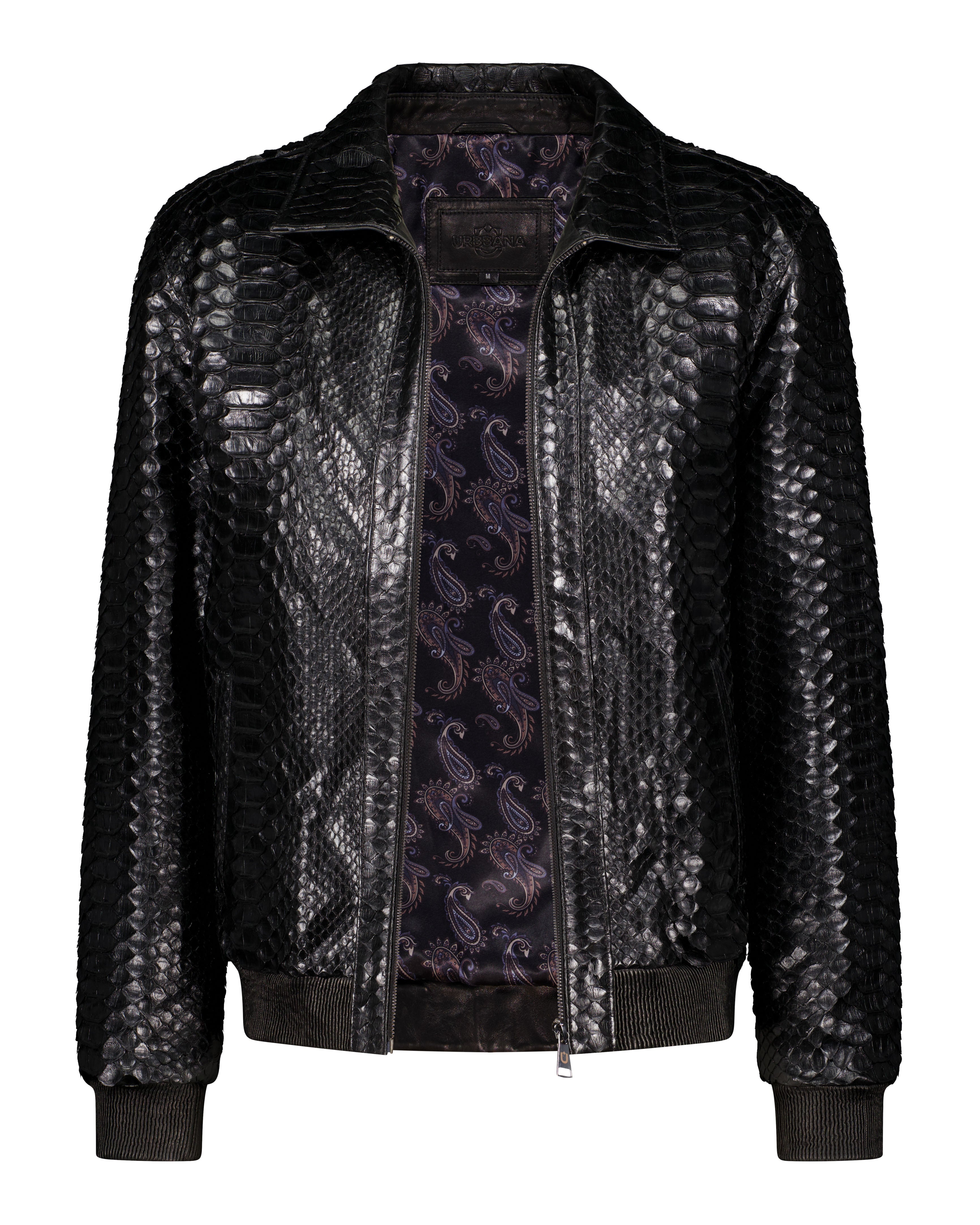 Python Leather Jacket - Black