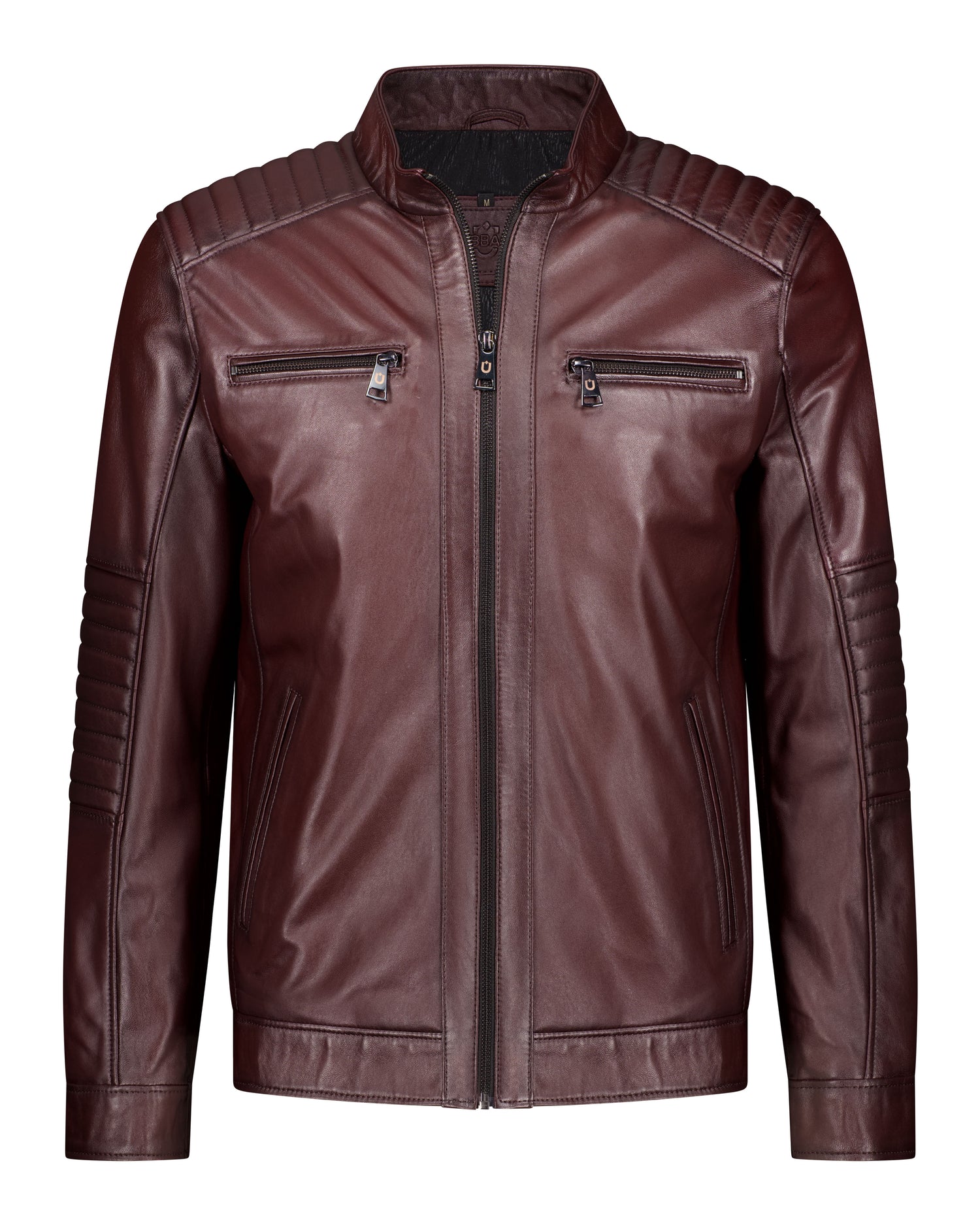 Cafe Racer Leather Jacket - Rich Mahogany - Leather Jacket by Urbbana