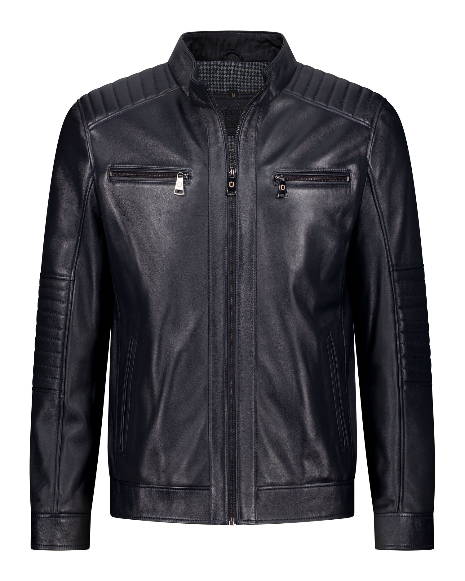 Cafe Racer Leather Jacket - Midnight Navy - Leather Jacket by Urbbana