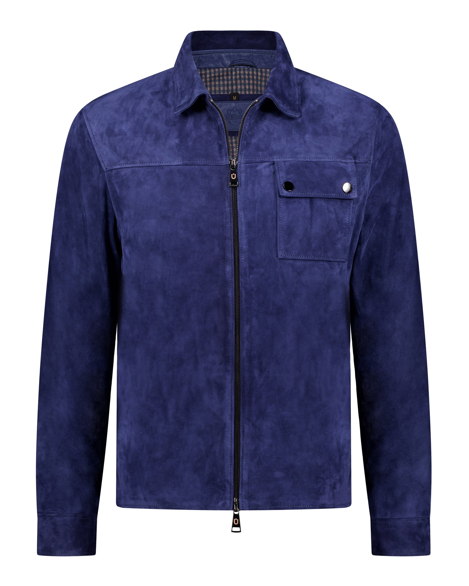 One Pocket Trucker Suede Leather Jacket - Blue - Leather Jacket by Urbbana