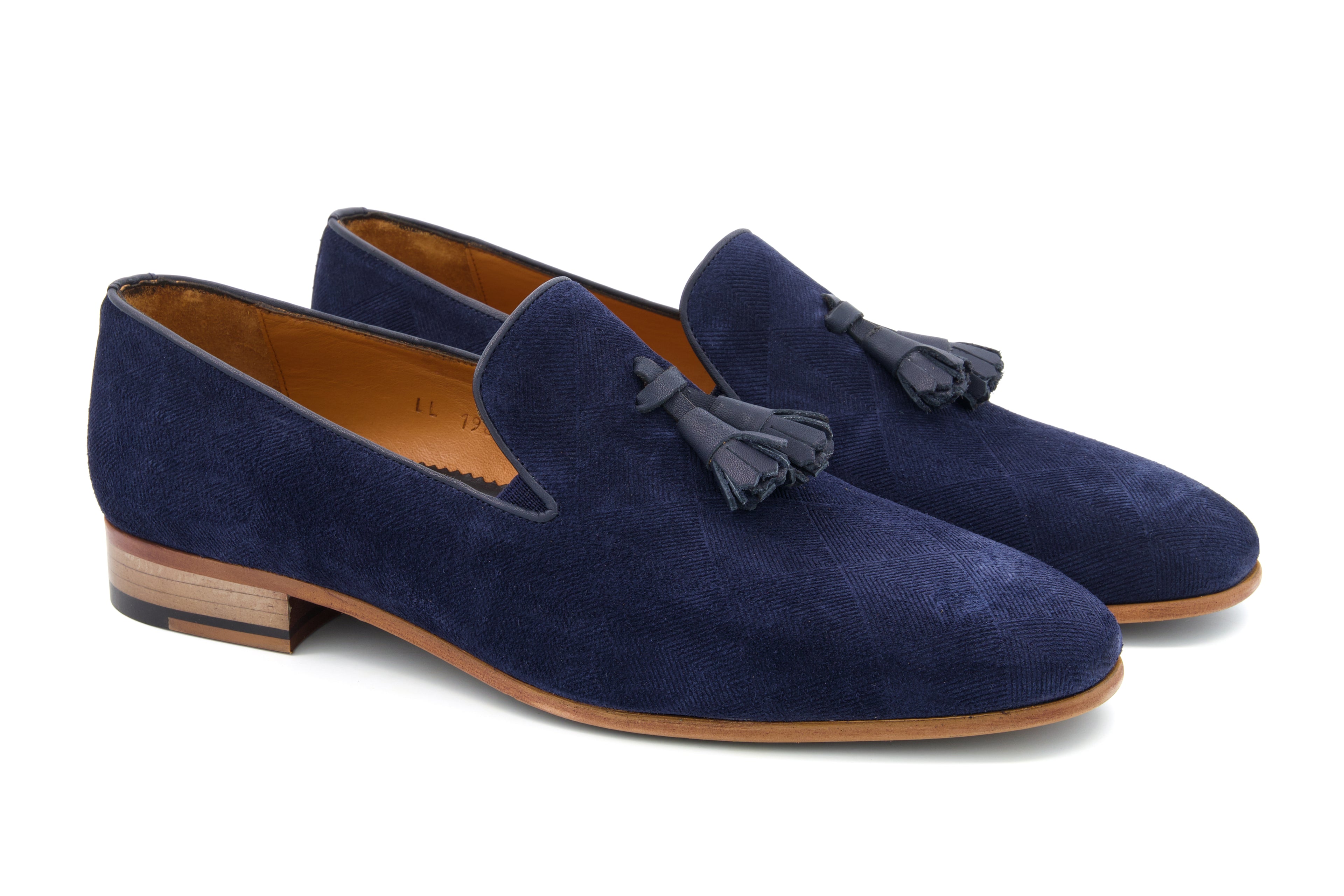 The Diamanté Suede Loafers - Sapphire Blue - URBBANA Luxury Loafers