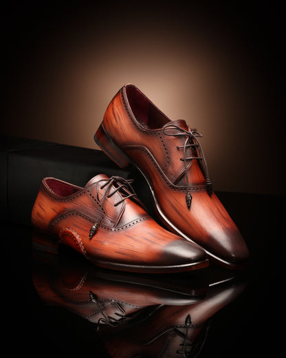 Santorini  Brogue Patina Dress Shoes - Brown