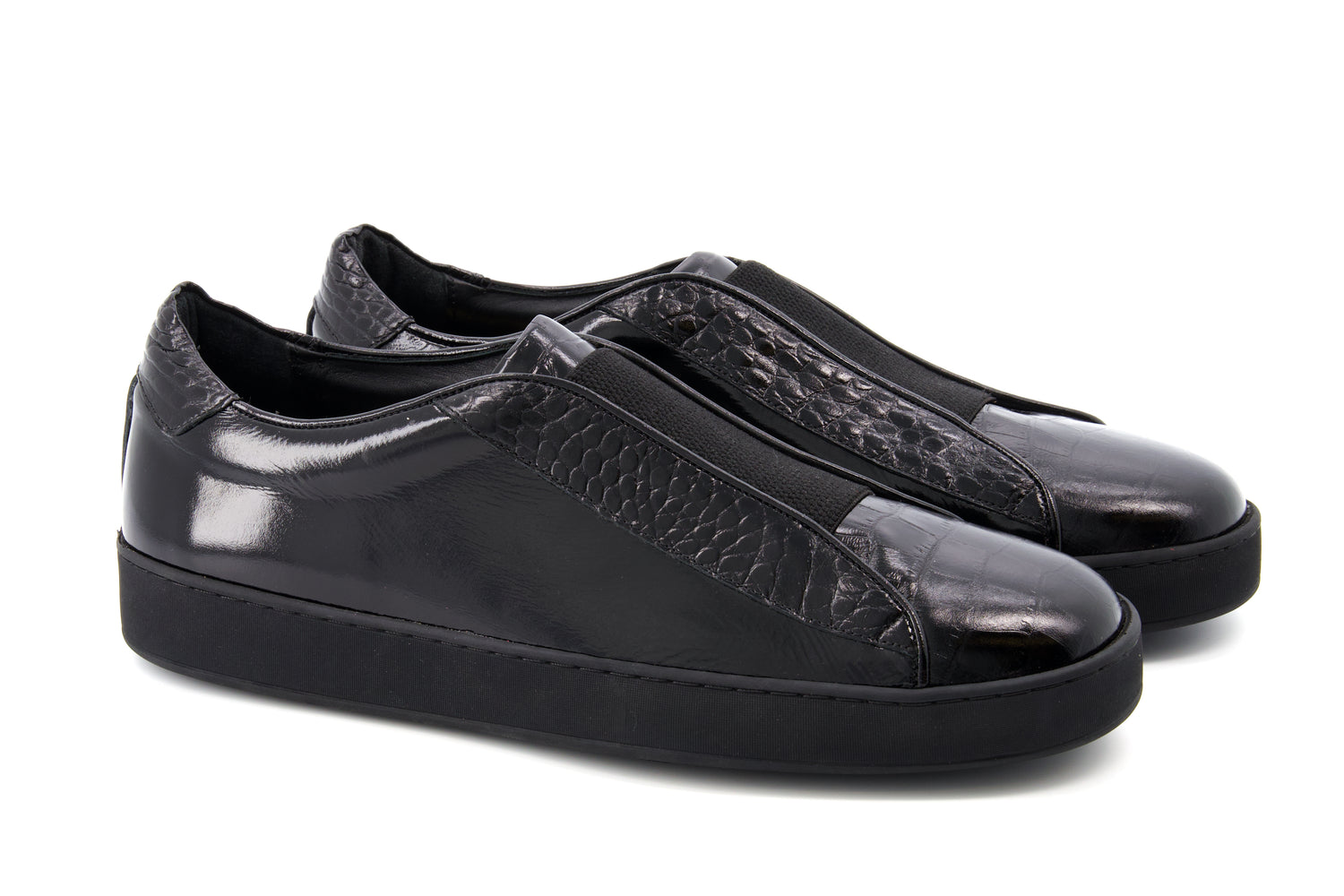 Miguel Croc Embossed Sneakers - Black - Sneaker by Urbbana