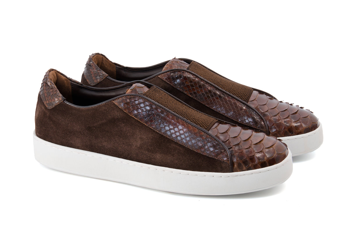 Miguel Python Skin Sneakers - Brown - URBBANA Handmade Shoes 