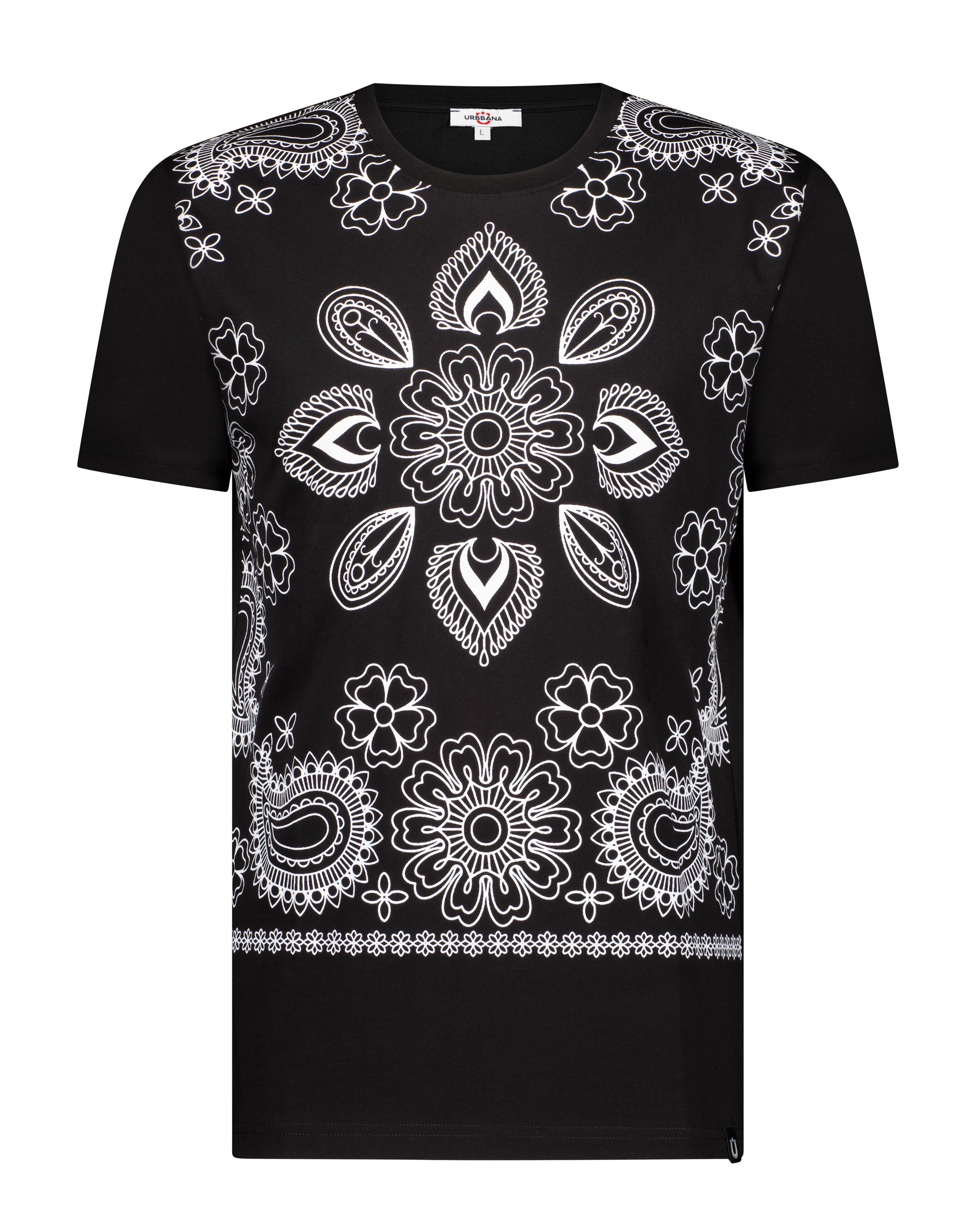 Fine Cotton T-shirt with Paisley Graphic Design - Black - Sustainable &amp; Stylish