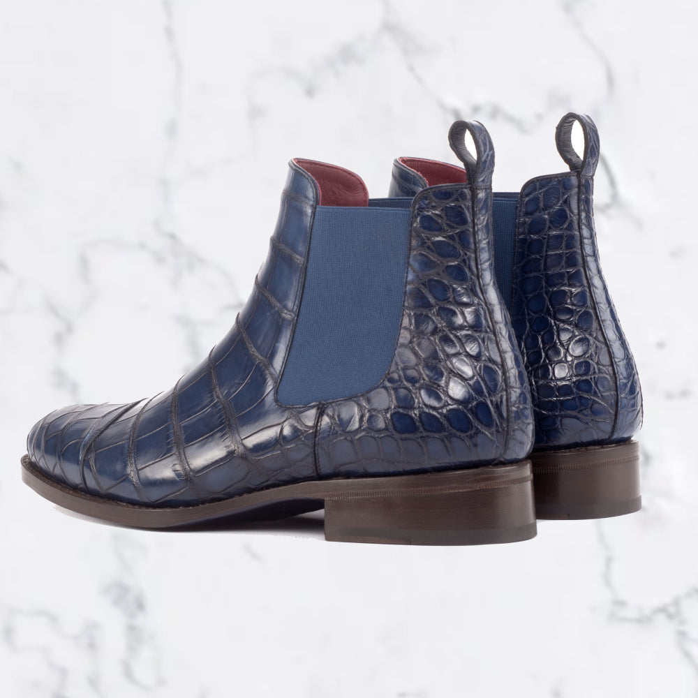 Alligator Skin Chelsea Boots - Navy