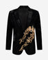 Phoenix Ceremony Jacket — luxurious jacquard jacket with intricate crystal‑beaded embroidery in rich tones, ideal for weddings and black‑tie events