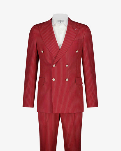 Bogart Double Breasted Suit - Red / White Strip - by Urbbana