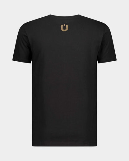 Fine Cotton T-shirt with Crystal Claw Embellishment - Black