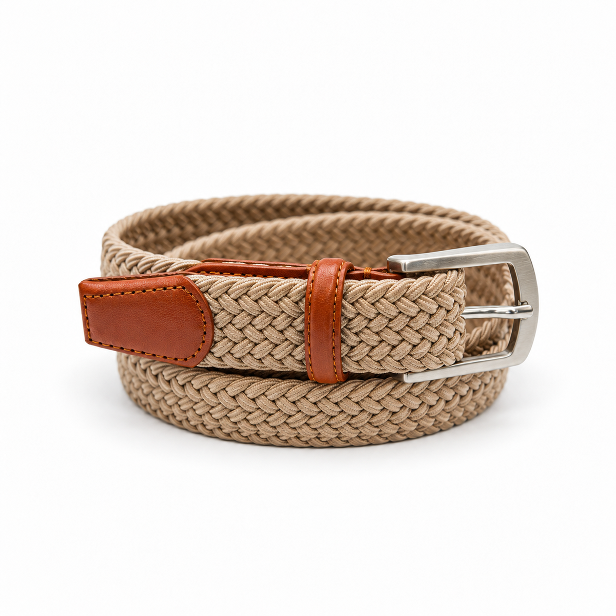 The Uno Casual Belt - Beige — studio product view