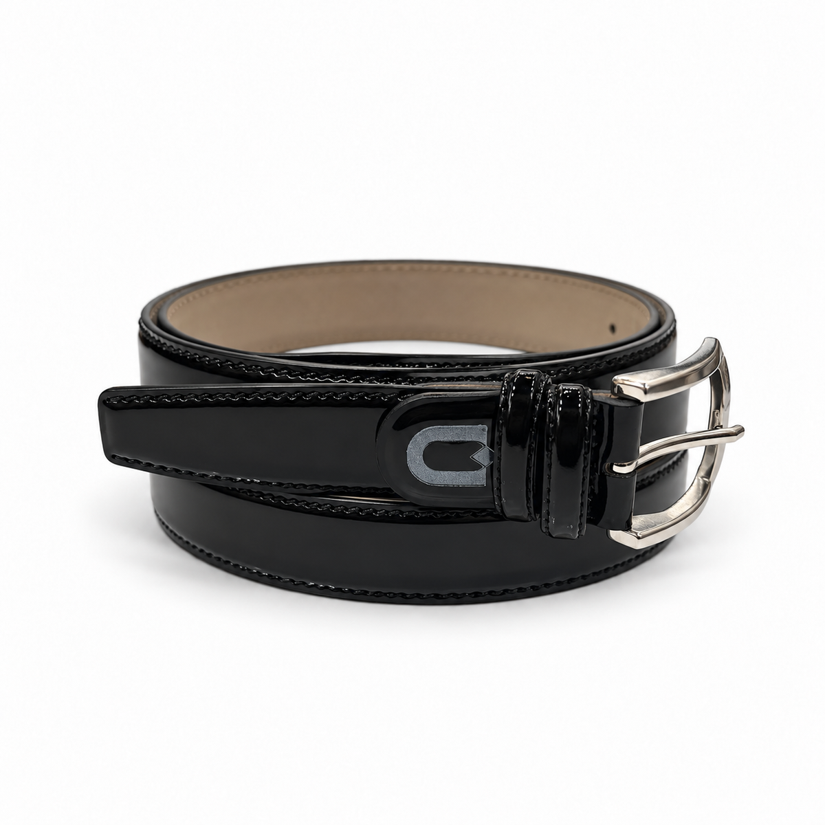The U Belt - Bright Black — studio product view