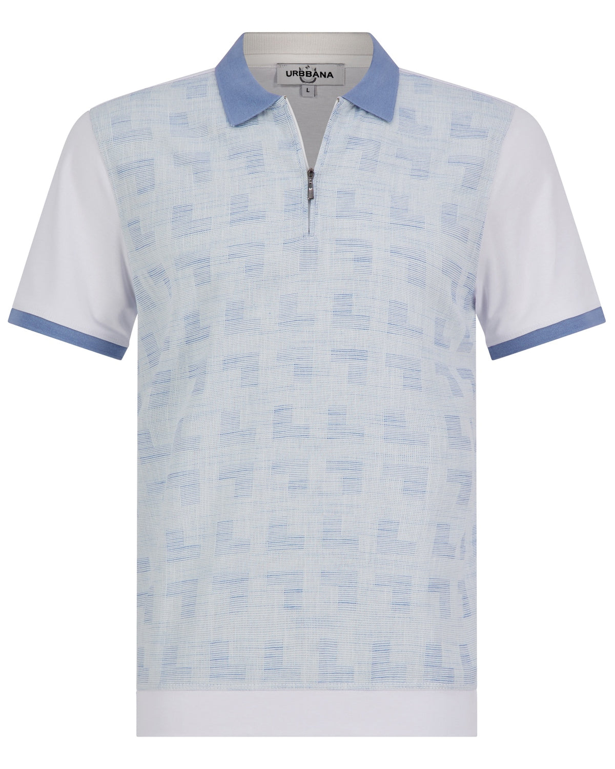 Athens cotton/linen - White & Blue - Polo shirt by Urbbana