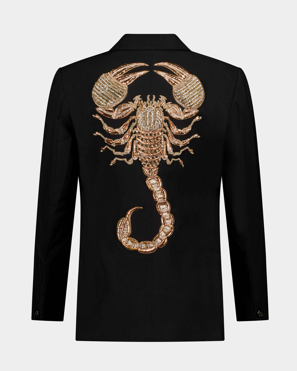 URBBANA black Emperor Scorpion jacket, back view.