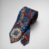 Burgundy and blue silk necktie with ornate medallion paisley.