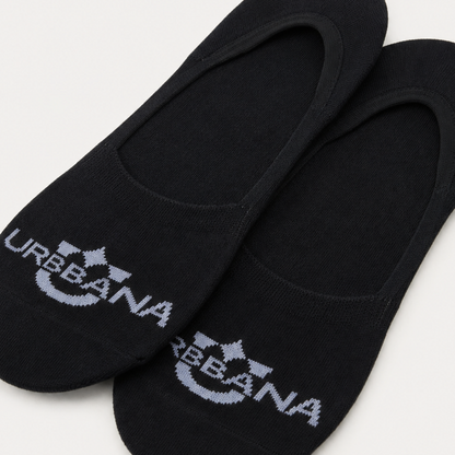 Detail view of Black invisible no-show socks by URBBANA