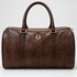 URBBANA Brown Nuno Python Duffel Bag, front view.