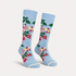 Paradis floral dress socks by URBBANA on a light grey studio background
