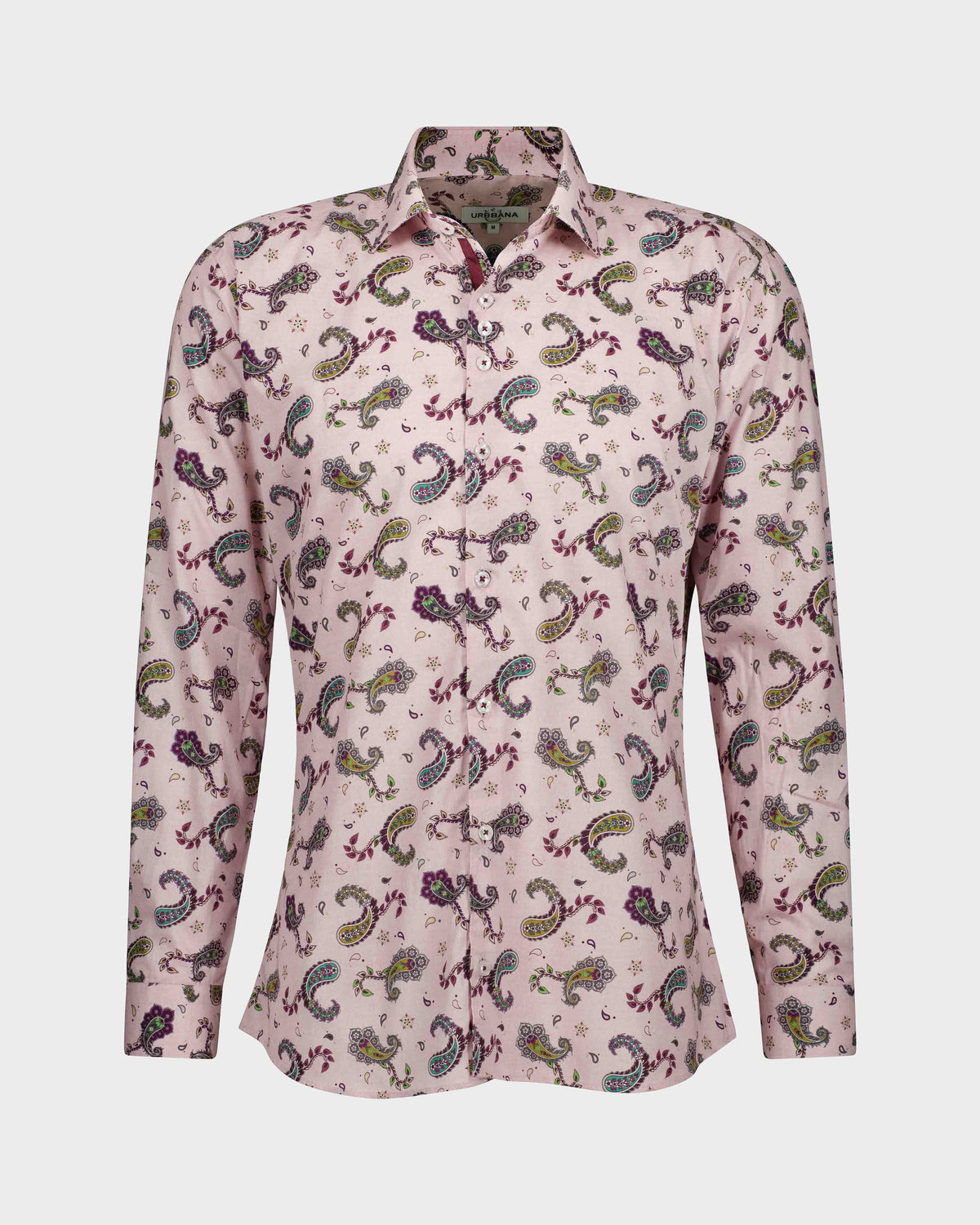 URBBANA soft pink shirt with bold paisley design.