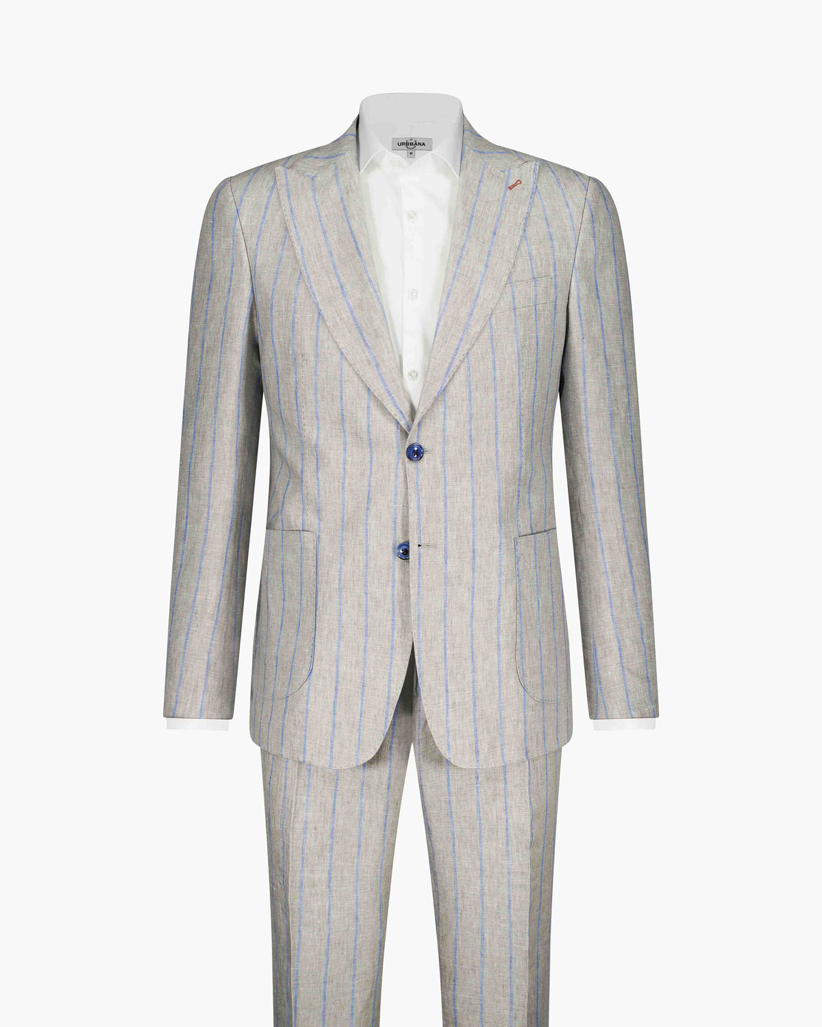 URBBANA Sonny grey and blue stripe linen suit.