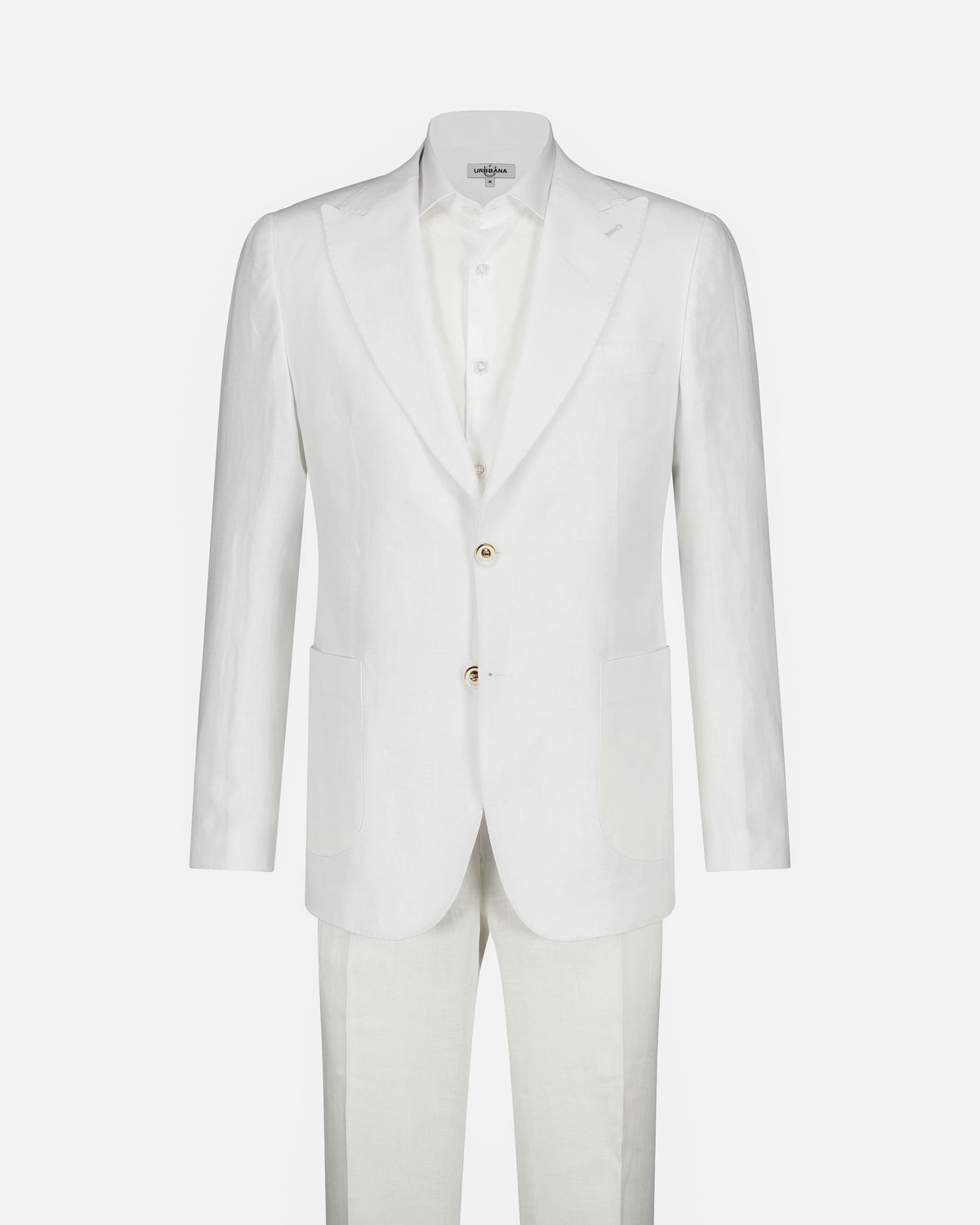 URBBANA Sonny white linen suit.