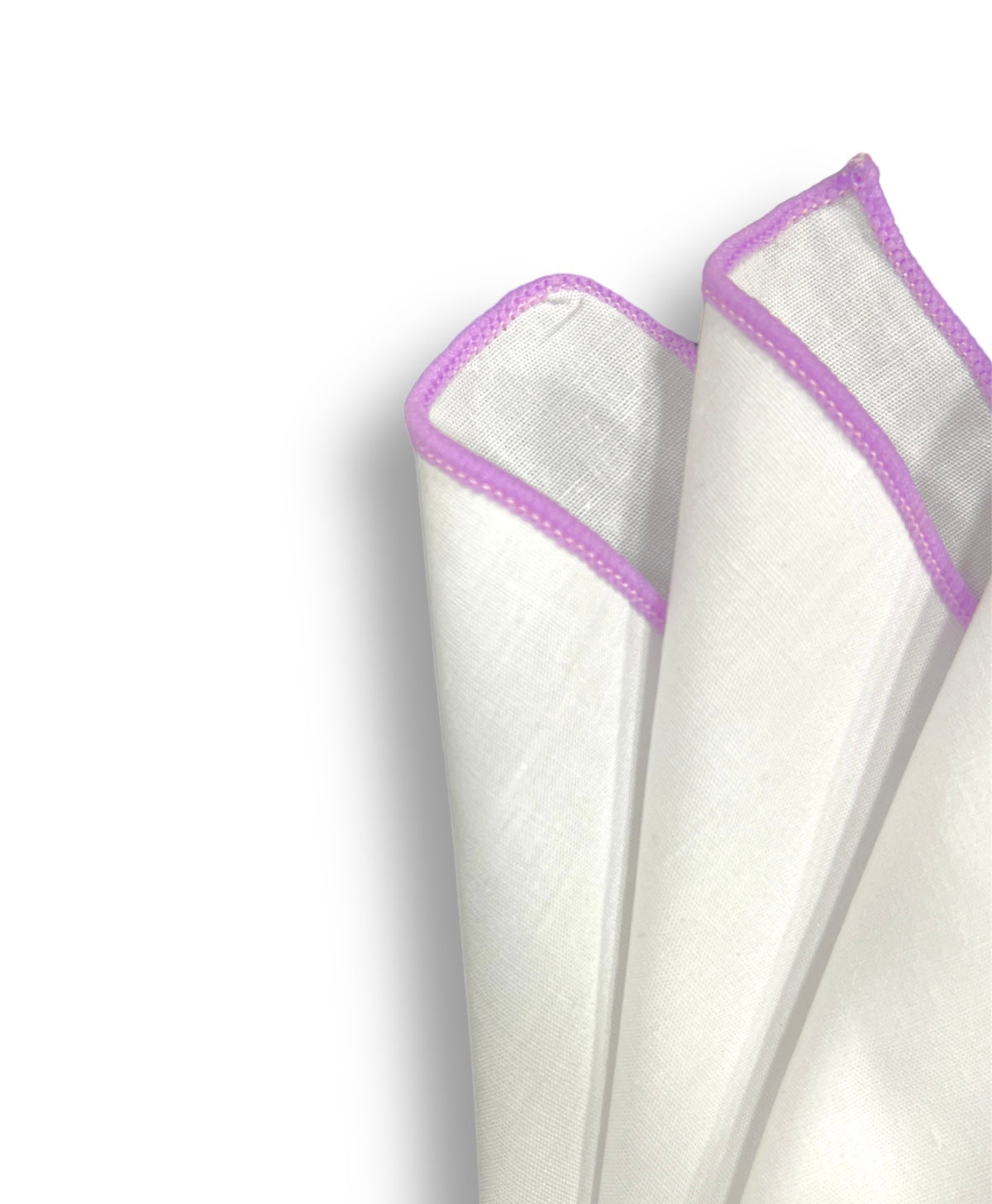 URBBANA white pocket square with pink trim.