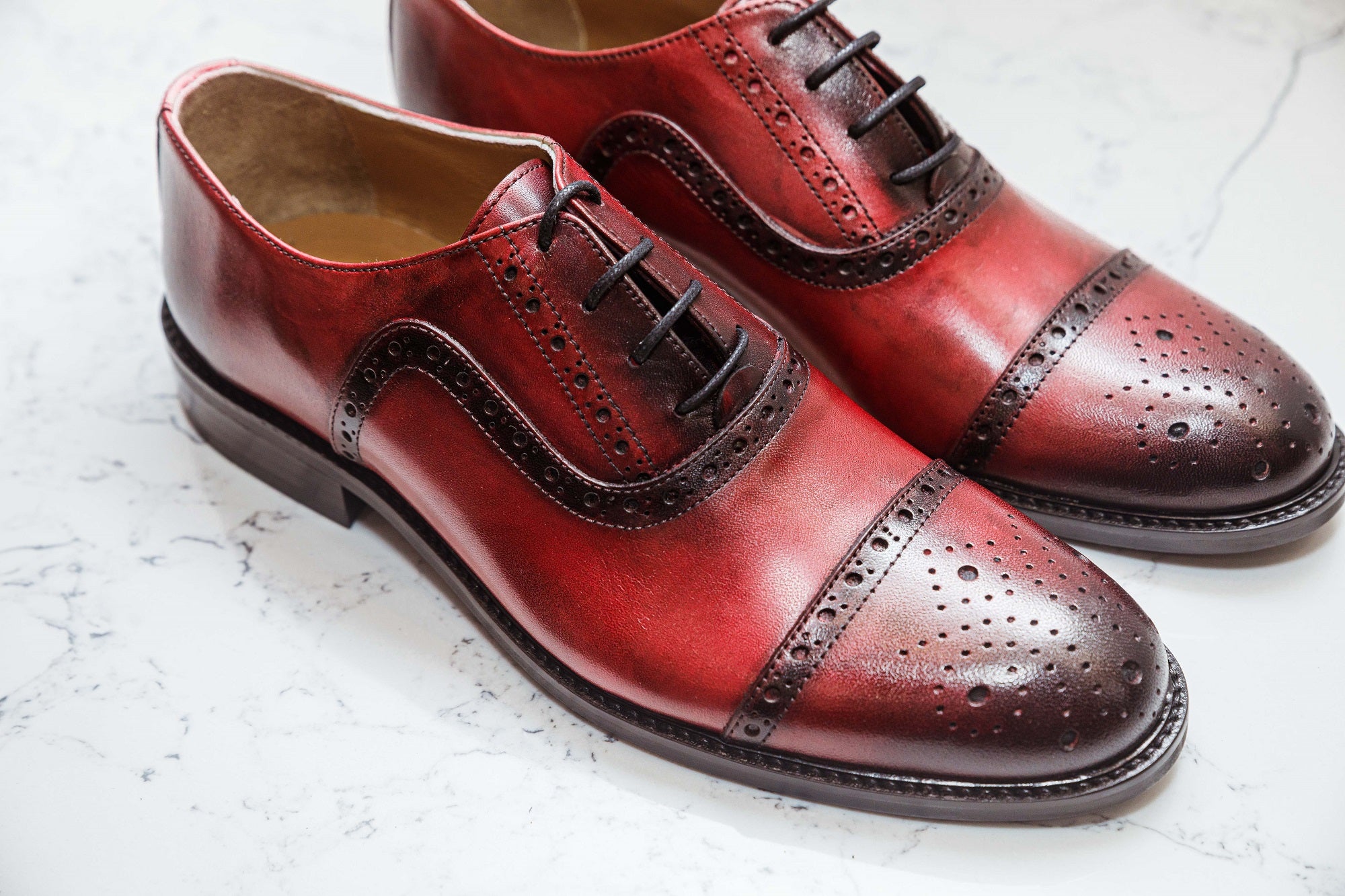 Burgundy brogues store