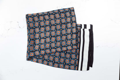 Silk Scarf - Black, Blue &amp; Gold - Scarf by Urbbana