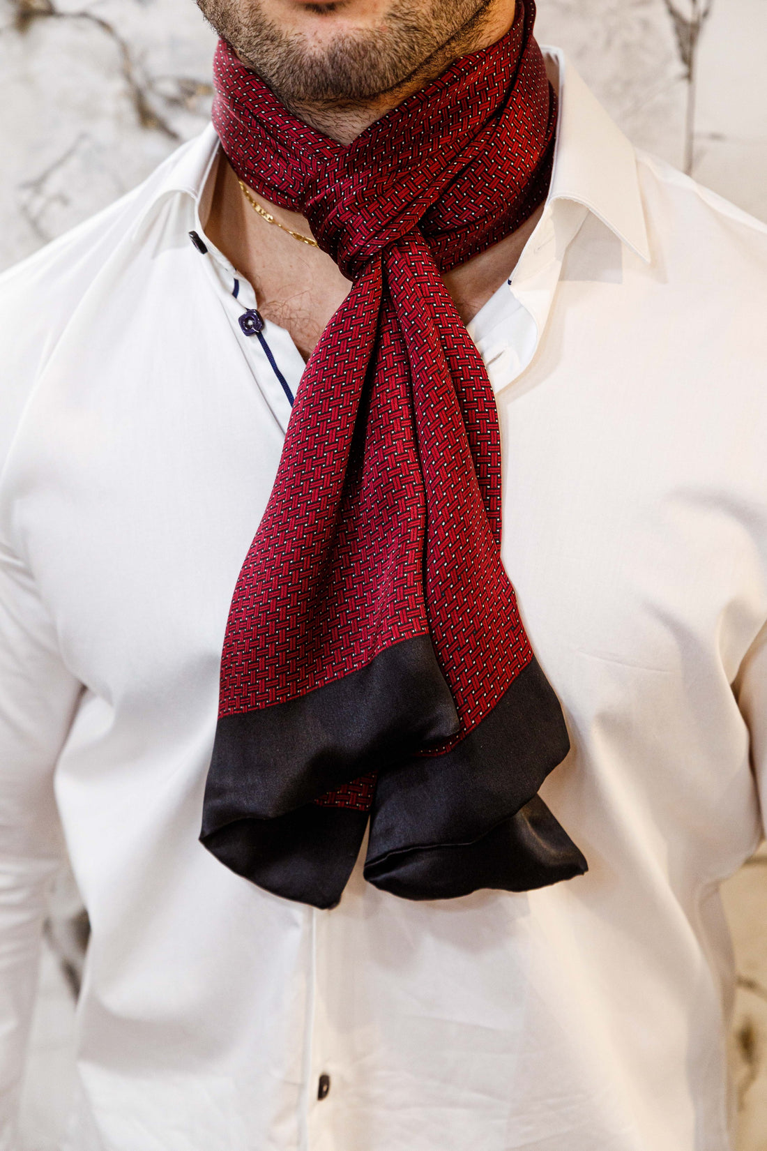 Silk Scarf - Red &amp; Black - Scarf by Urbbana