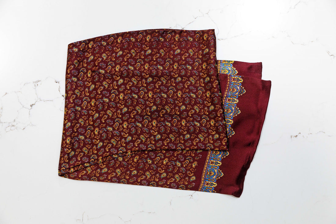 Silk Scarf - Red, Blue & Yellow - URBBANA Silk Scarves