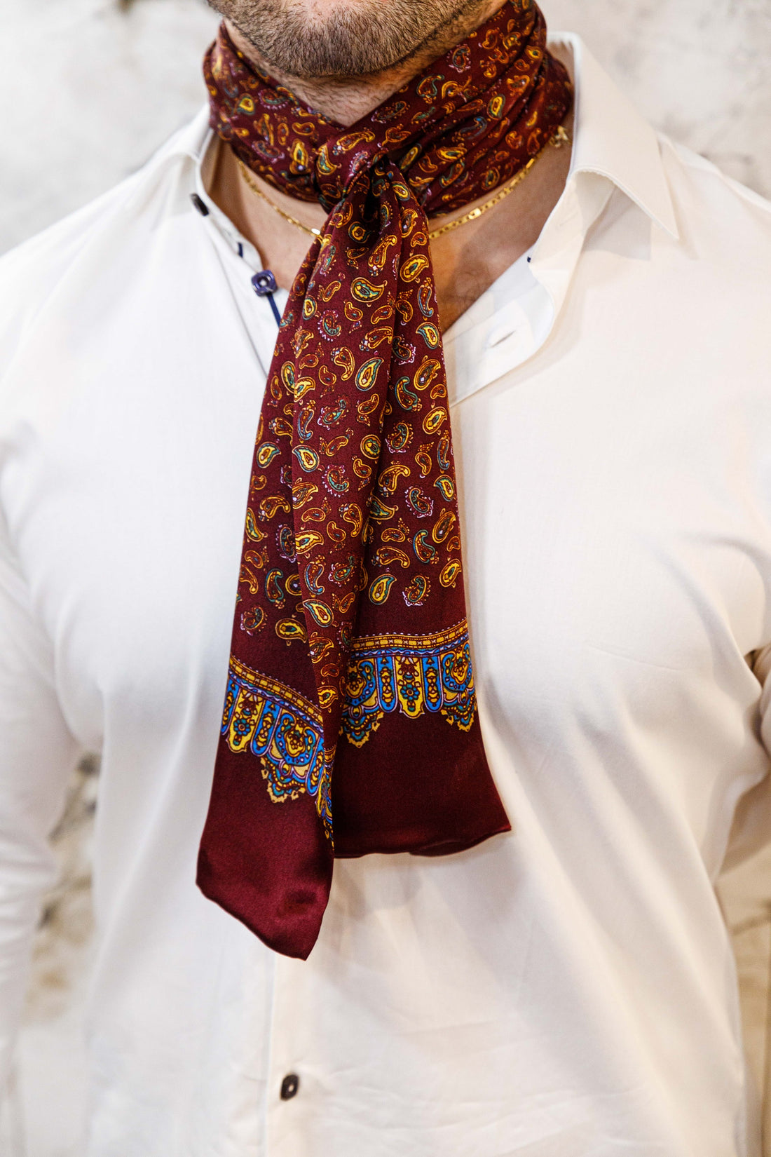 Silk Scarf - Red, Blue & Yellow - Scarf by Urbbana