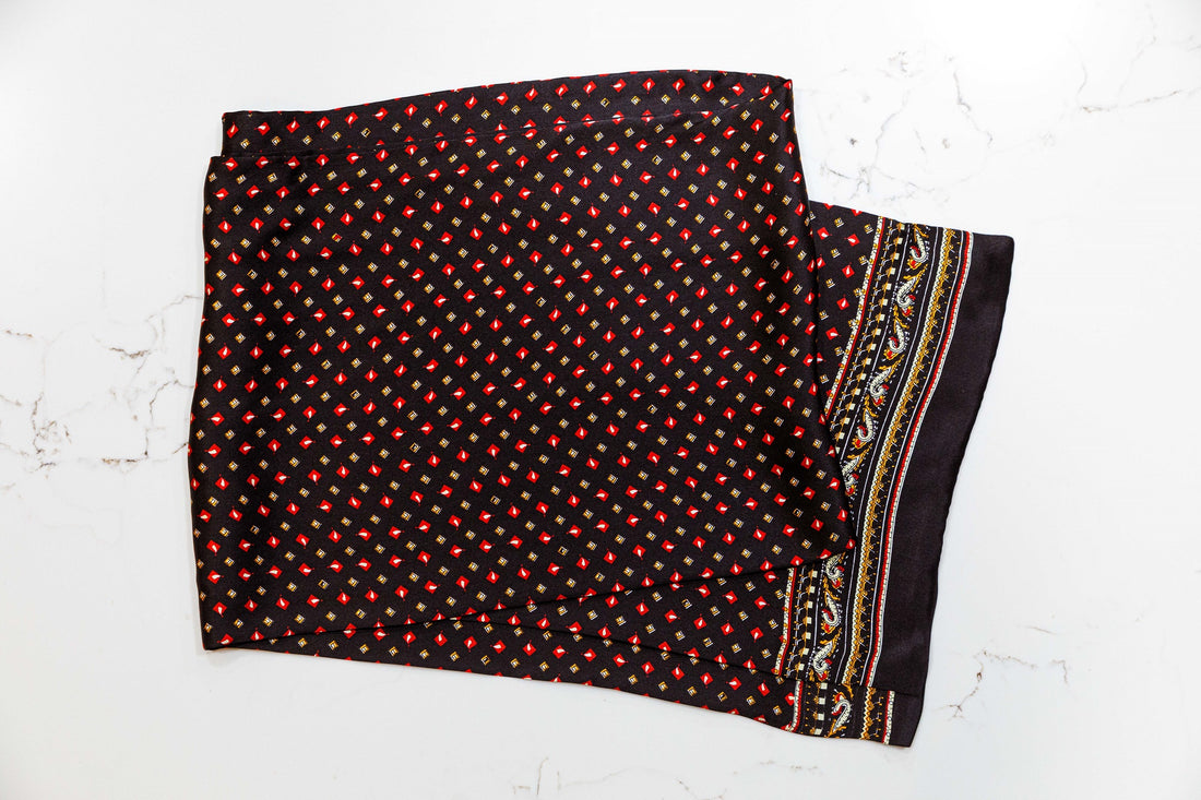 Silk Scarf - Red, Orange & White - URBBANA Silk Scarves