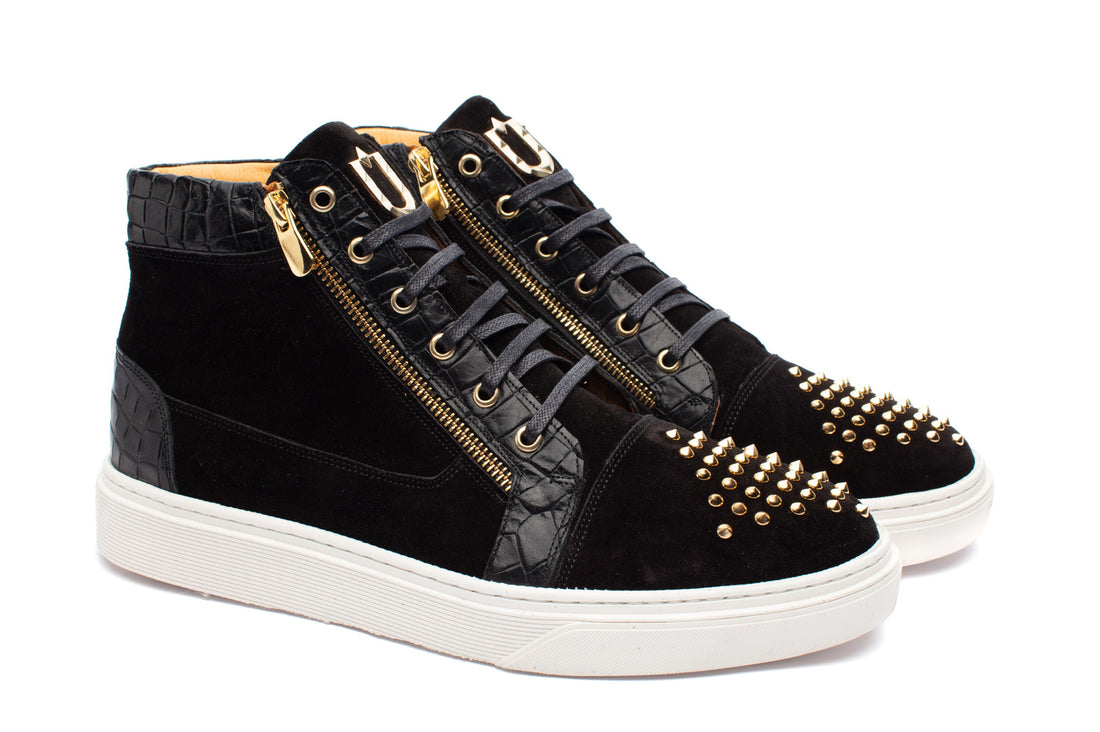 The Azzuri High Top Sneakers - Black - URBBANA Handmade Shoes – Precision & Luxury