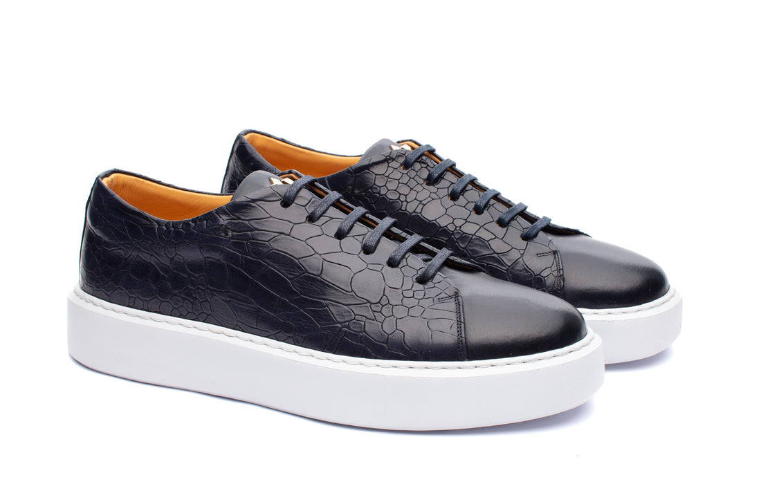 The Croco Sneakers - Navy - URBBANA Footwear