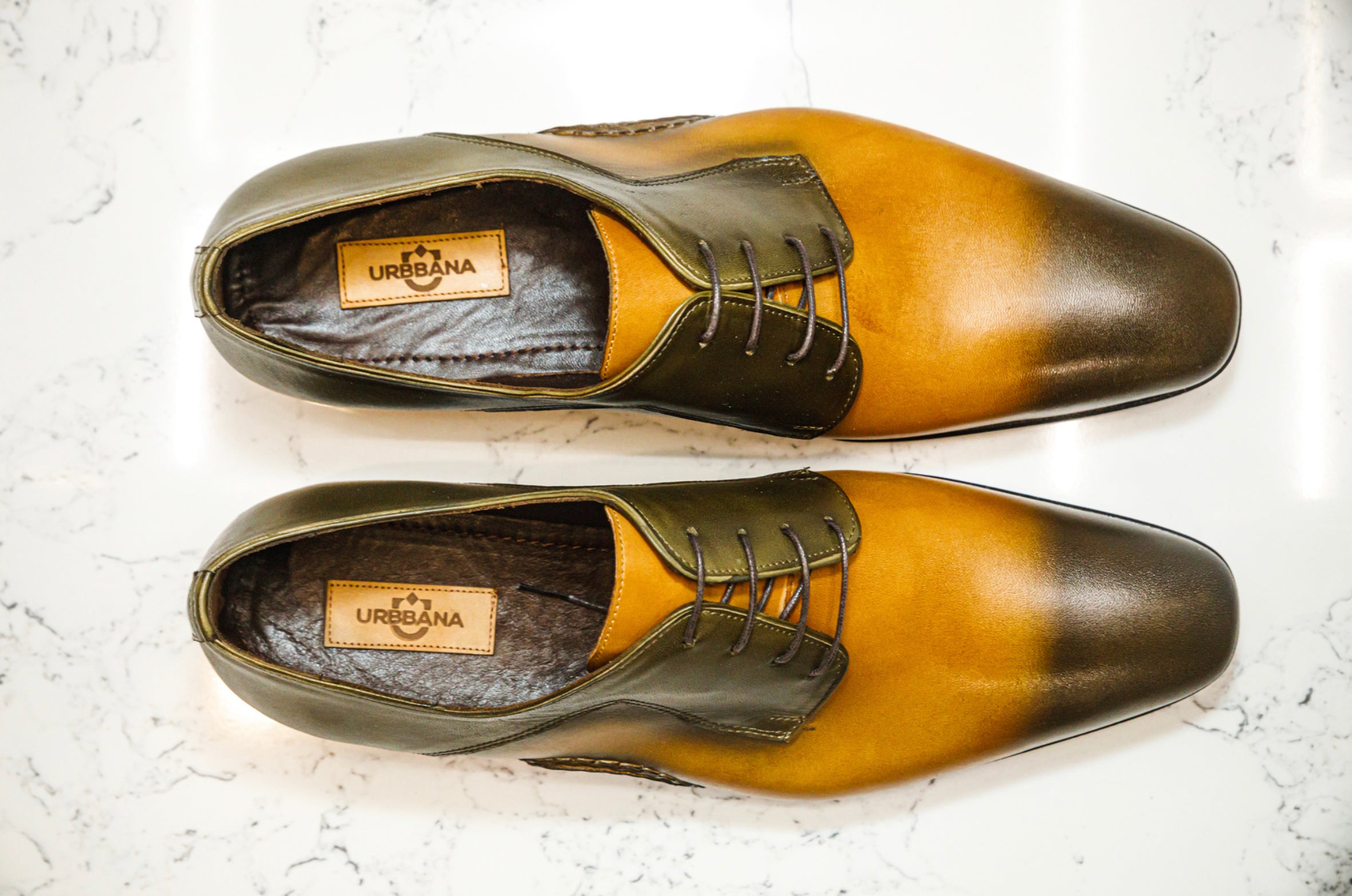 The Opanka Patina Shoes - Brown &amp; Gold - Brogues by Urbbana