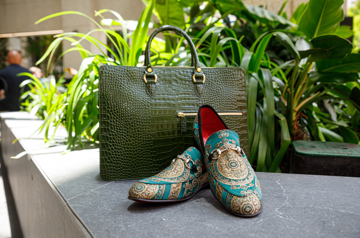 The Baroque Loafers - Green - Loafers by Urbbana