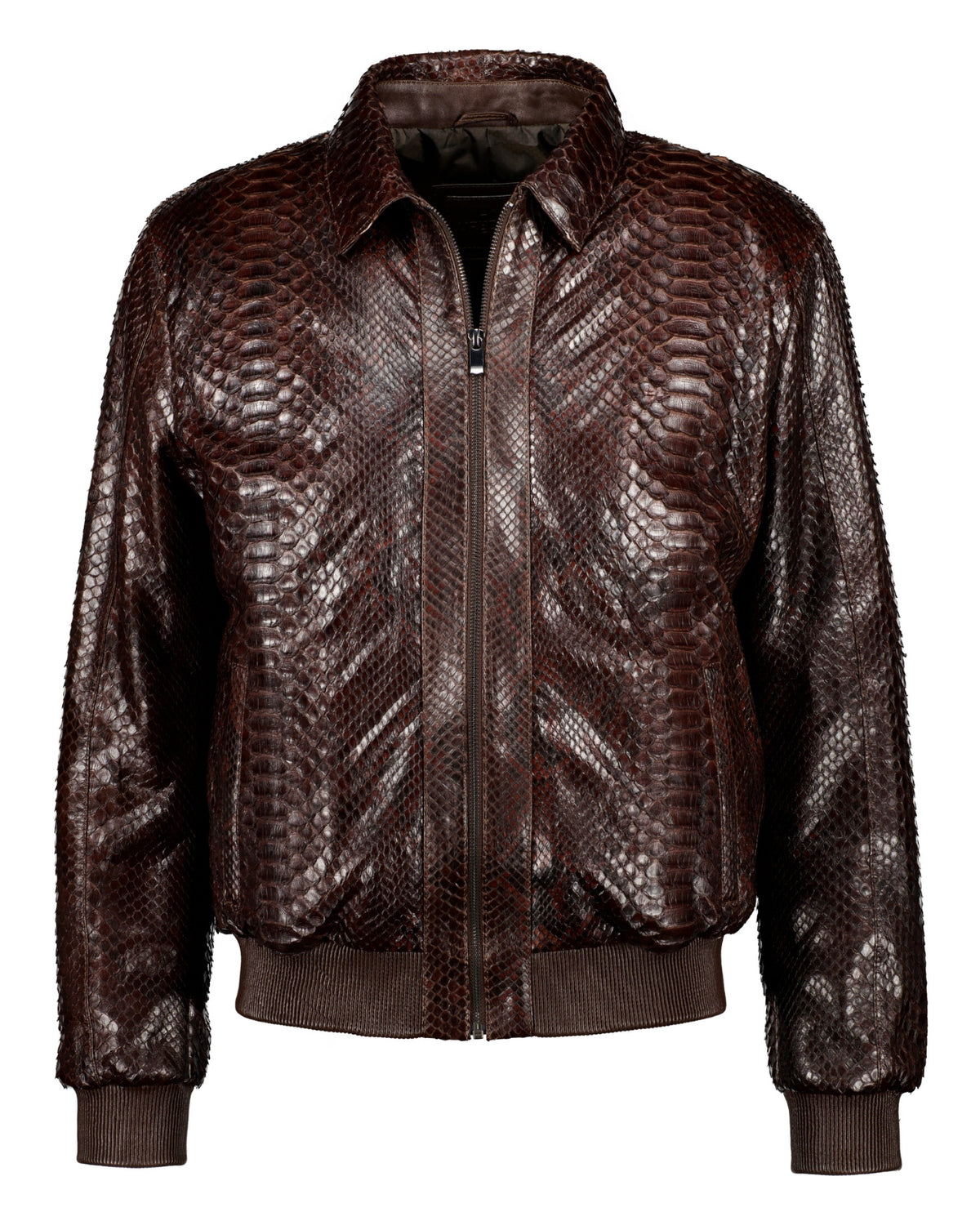 Python Leather Jacket - Brown - Leather Jacket by Urbbana