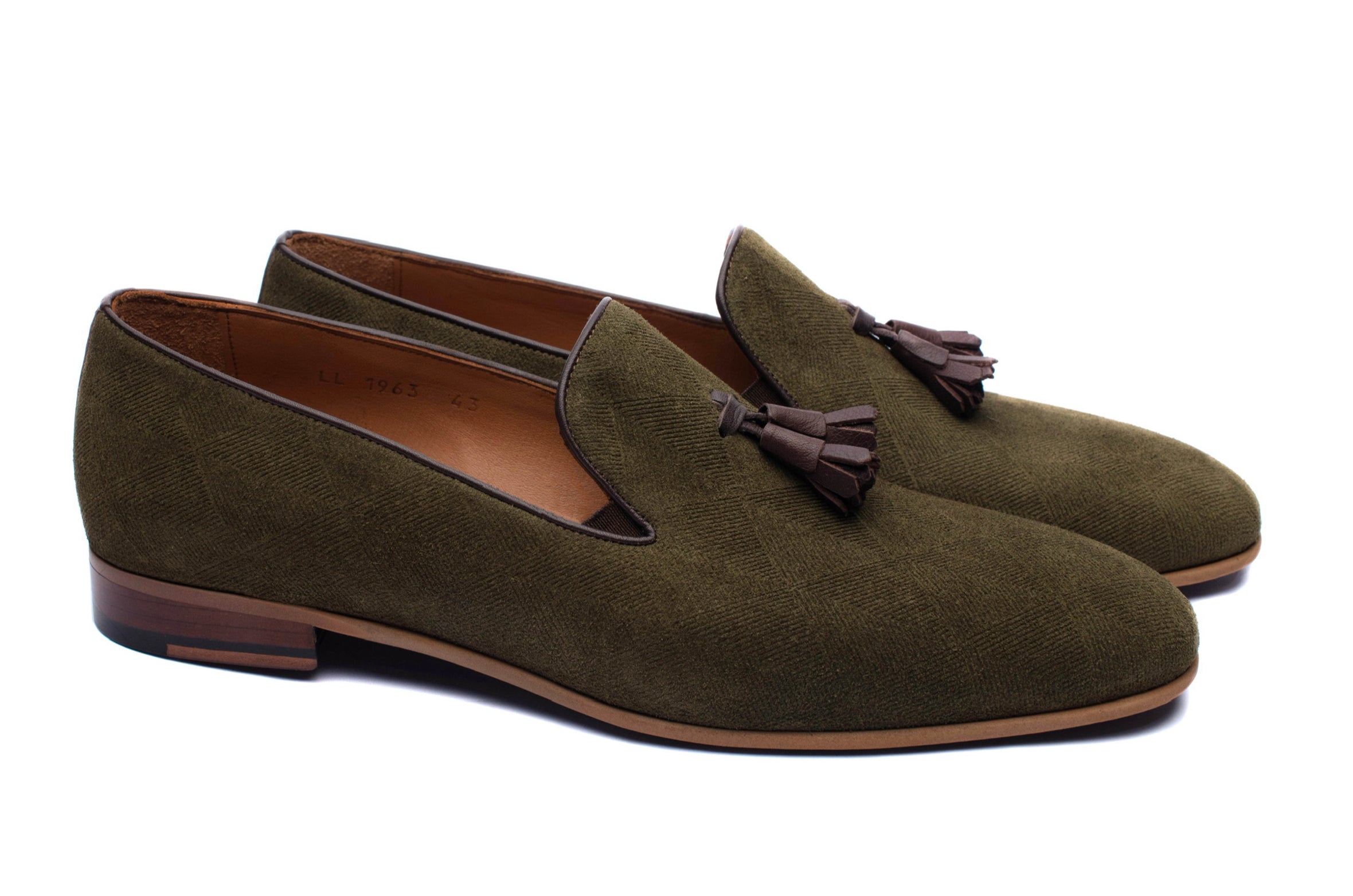 The Diamanté Suede Loafers - Khaki Green - Loafers by Urbbana