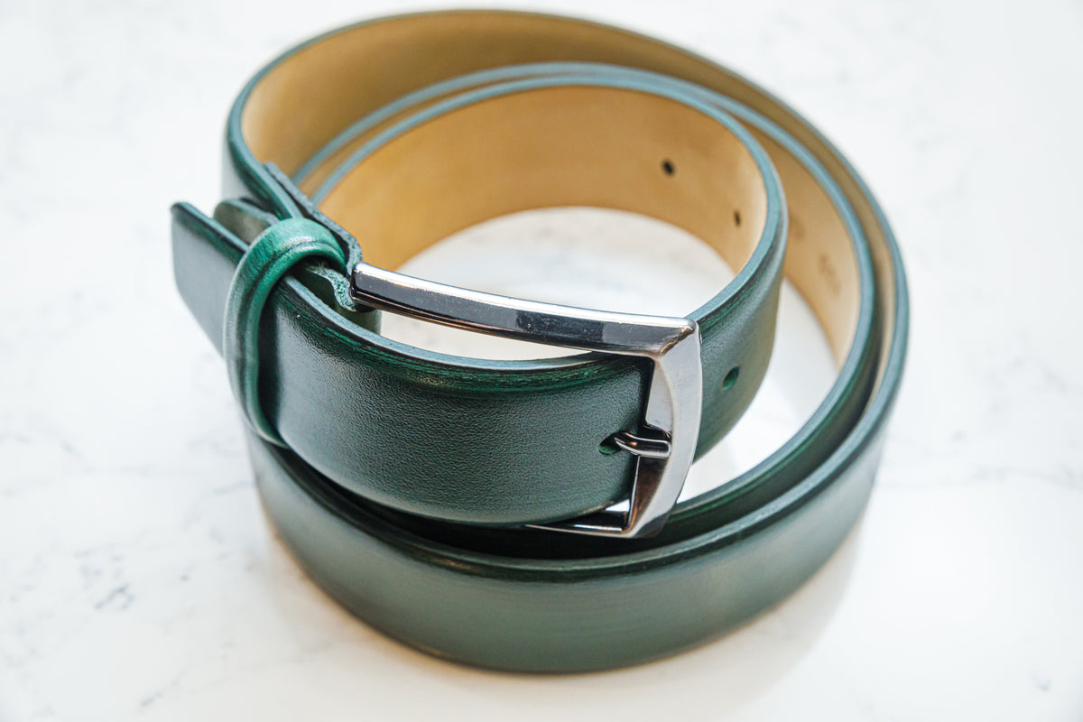 The Patina Belt - Emerald Green - Timeless Leather Belts Collection 
